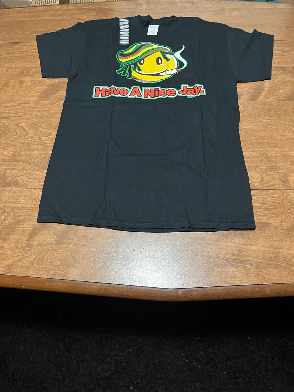 Gildan Black Tee with Yellow, Green and Red Graphic